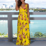 Women's Sexy Summer V-Neck Floral Backless Beach Dress - overstocktarget